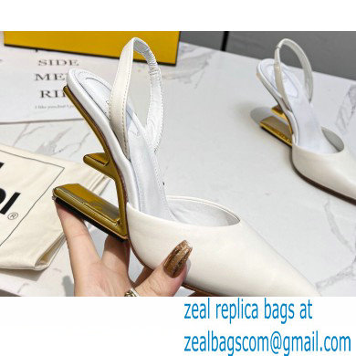 Fendi First Heel 9.5cm leather high-heeled slingbacks White 2023