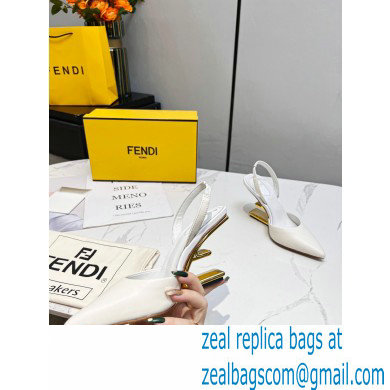 Fendi First Heel 9.5cm leather high-heeled slingbacks White 2023