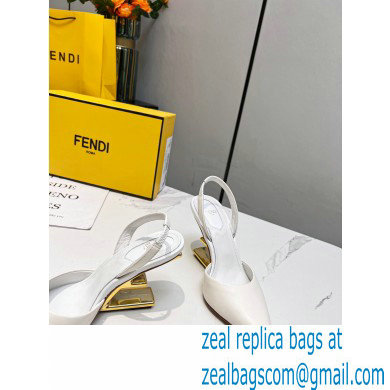 Fendi First Heel 9.5cm leather high-heeled slingbacks White 2023