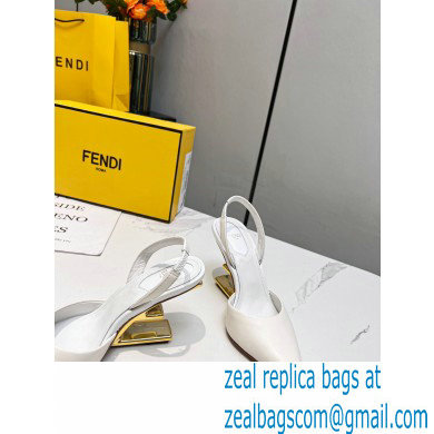 Fendi First Heel 9.5cm leather high-heeled slingbacks White 2023 - Click Image to Close