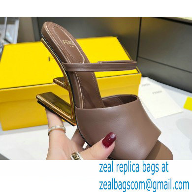 Fendi First leather high-heeled sandals Coffee 2023