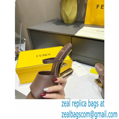 Fendi First leather high-heeled sandals Coffee 2023