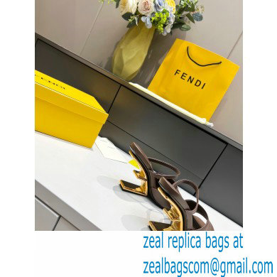 Fendi First leather high-heeled sandals Coffee 2023