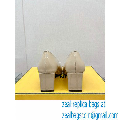 Fendi crystal logo pumps Patent Beige 2023