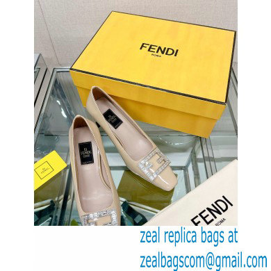 Fendi crystal logo pumps Patent Beige 2023 - Click Image to Close