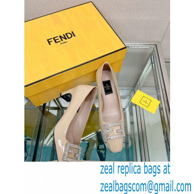 Fendi crystal logo pumps Patent Beige 2023