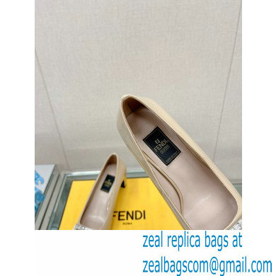 Fendi crystal logo pumps Patent Beige 2023