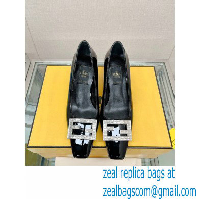 Fendi crystal logo pumps Patent Black 2023