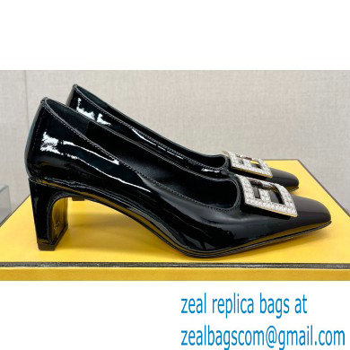 Fendi crystal logo pumps Patent Black 2023 - Click Image to Close