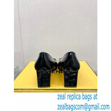 Fendi crystal logo pumps Patent Black 2023