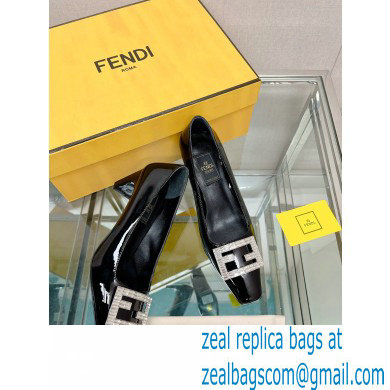 Fendi crystal logo pumps Patent Black 2023