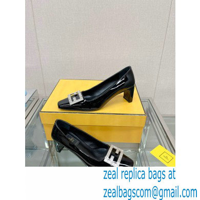 Fendi crystal logo pumps Patent Black 2023 - Click Image to Close