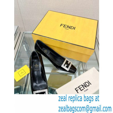 Fendi crystal logo pumps Patent Black 2023