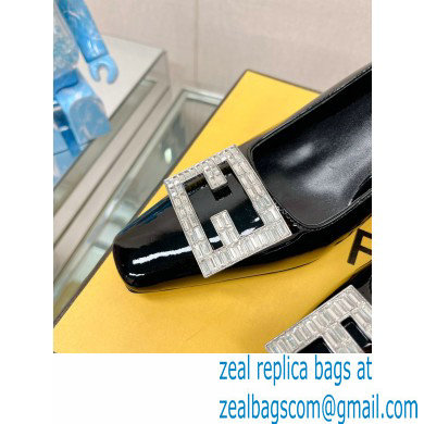 Fendi crystal logo pumps Patent Black 2023