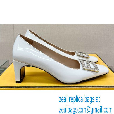 Fendi crystal logo pumps Patent White 2023