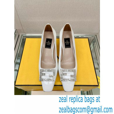 Fendi crystal logo pumps Patent White 2023 - Click Image to Close