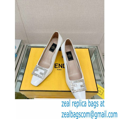 Fendi crystal logo pumps Patent White 2023