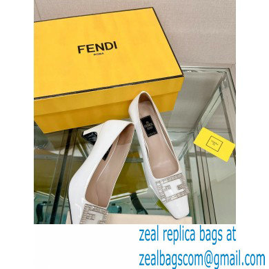 Fendi crystal logo pumps Patent White 2023