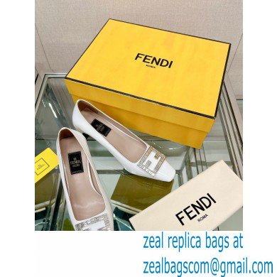 Fendi crystal logo pumps Patent White 2023