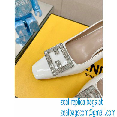 Fendi crystal logo pumps Patent White 2023