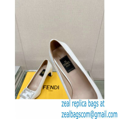 Fendi crystal logo pumps Patent White 2023