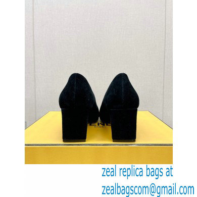 Fendi crystal logo pumps Suede Black 2023