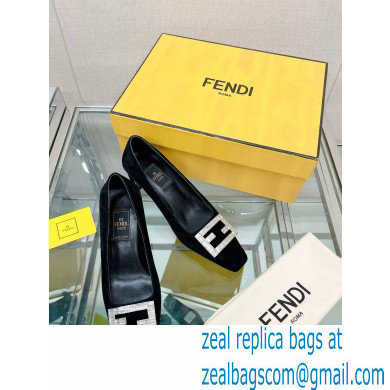 Fendi crystal logo pumps Suede Black 2023