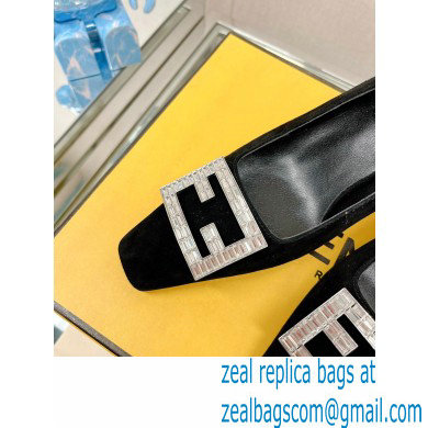 Fendi crystal logo pumps Suede Black 2023