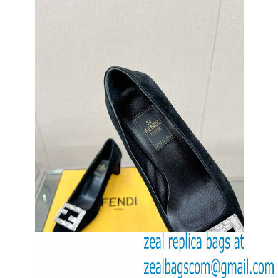 Fendi crystal logo pumps Suede Black 2023