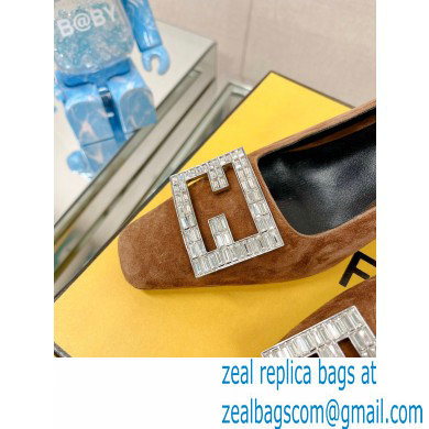 Fendi crystal logo pumps Suede Brown 2023 - Click Image to Close