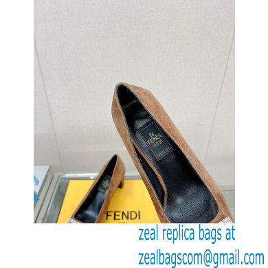 Fendi crystal logo pumps Suede Brown 2023 - Click Image to Close