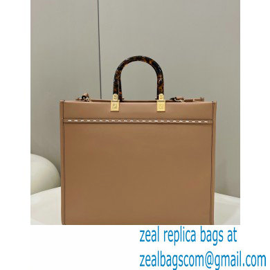 Fendi leather and elaphe Sunshine Medium shopper Bag Apricot 2023 - Click Image to Close