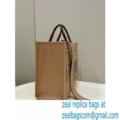 Fendi leather and elaphe Sunshine Medium shopper Bag Apricot 2023