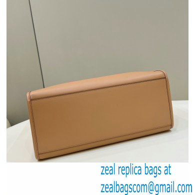 Fendi leather and elaphe Sunshine Medium shopper Bag Apricot 2023 - Click Image to Close