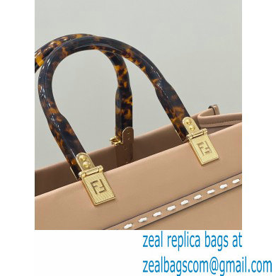 Fendi leather and elaphe Sunshine Medium shopper Bag Apricot 2023 - Click Image to Close