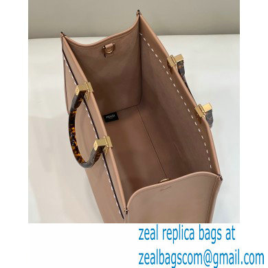 Fendi leather and elaphe Sunshine Medium shopper Bag Apricot 2023 - Click Image to Close