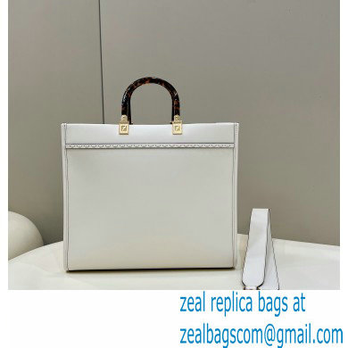 Fendi leather and elaphe Sunshine Medium shopper Bag White 2023 - Click Image to Close