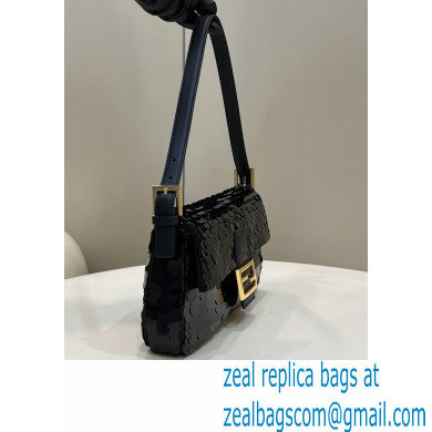 Fendi sequin and leather Iconic Baguette 1997 medium bag Black 2023