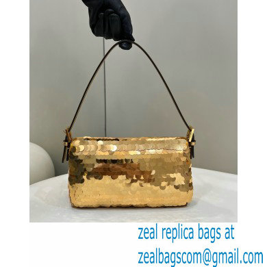 Fendi sequin and leather Iconic Baguette 1997 medium bag Gold 2023