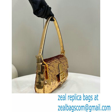 Fendi sequin and leather Iconic Baguette 1997 medium bag Gold 2023