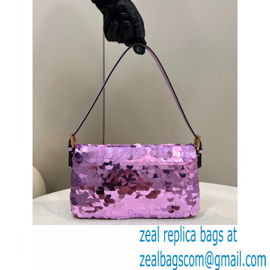 Fendi sequin and leather Iconic Baguette 1997 medium bag Lilac 2023