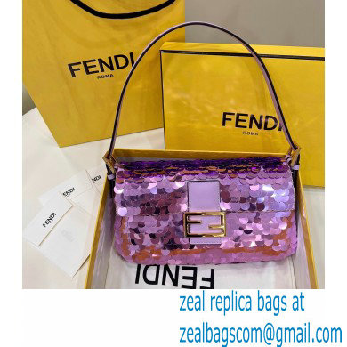 Fendi sequin and leather Iconic Baguette 1997 medium bag Lilac 2023