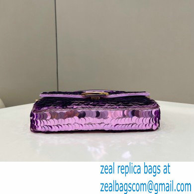 Fendi sequin and leather Iconic Baguette 1997 medium bag Lilac 2023