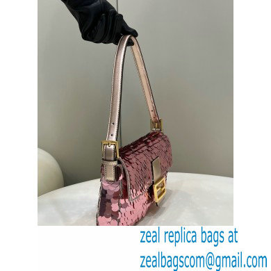 Fendi sequin and leather Iconic Baguette 1997 medium bag Pink 2023