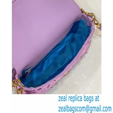 Fendi sequin and leather Iconic Baguette medium bag Lilac 2023