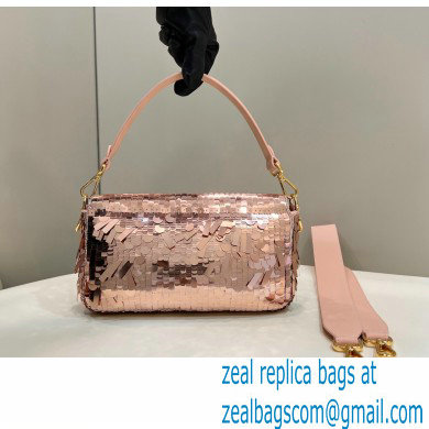 Fendi sequin and leather Iconic Baguette medium bag Pink 2023