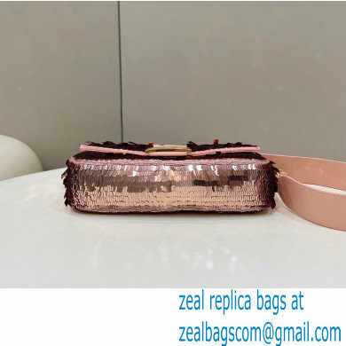 Fendi sequin and leather Iconic Baguette medium bag Pink 2023