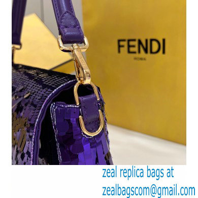 Fendi sequin and leather Iconic Baguette medium bag Purple 2023