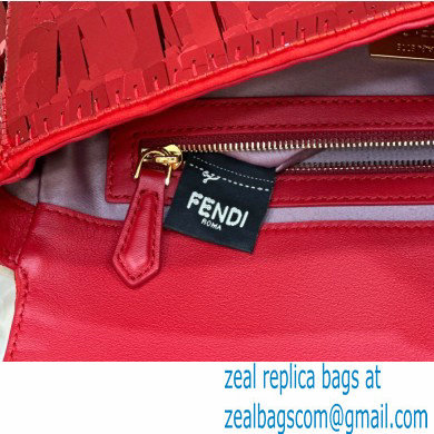 Fendi sequin and leather Iconic Baguette medium bag Red 2023