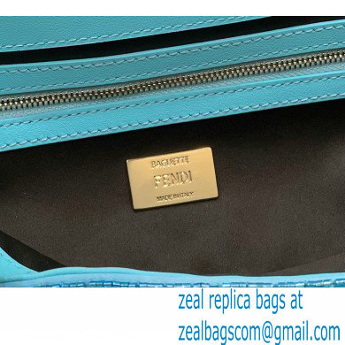 Fendi sequin and leather Iconic Baguette medium bag Turquoise Blue 2023